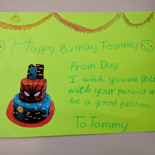 Writing a Birthday Card For My Cousin – Year 7 Vietnamese Student